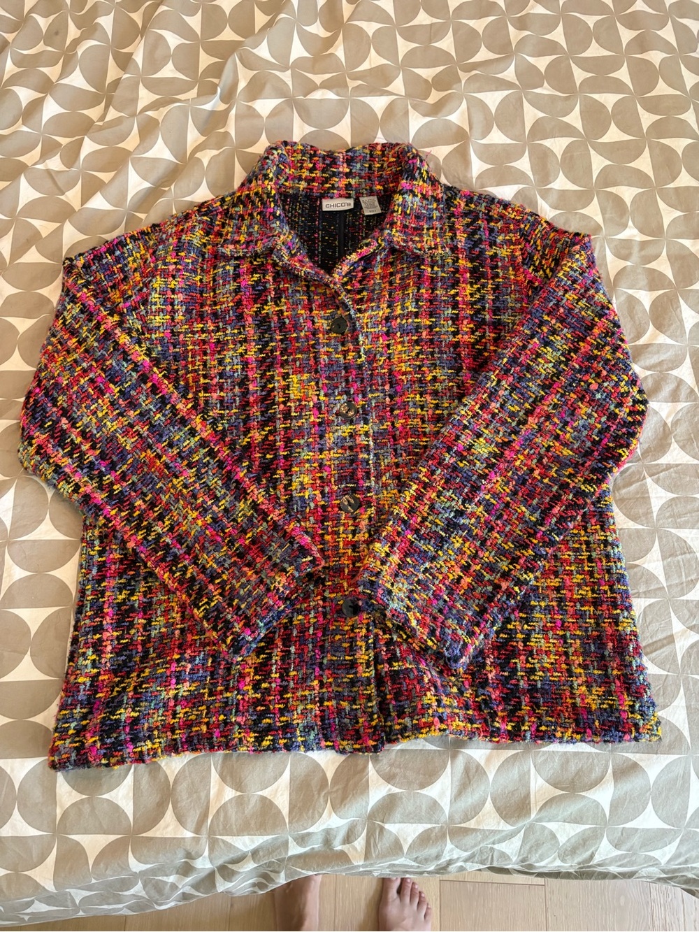 Chico's Multicolor Tweed Button-Front Jacket